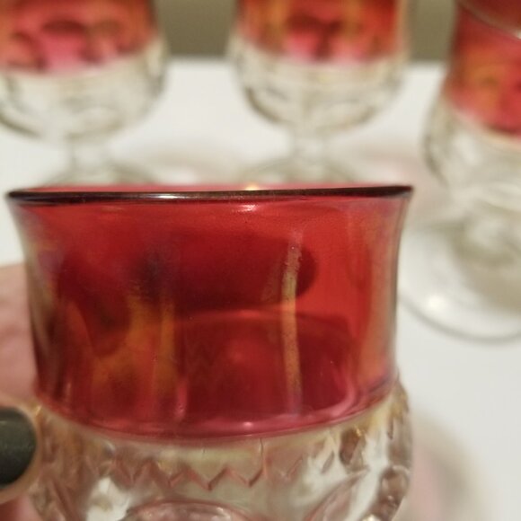 Indiana Glass Kings Crown Ruby Red/Cranberry Thumbprint Glass, Medium, Set of 4 - Picture 7 of 8